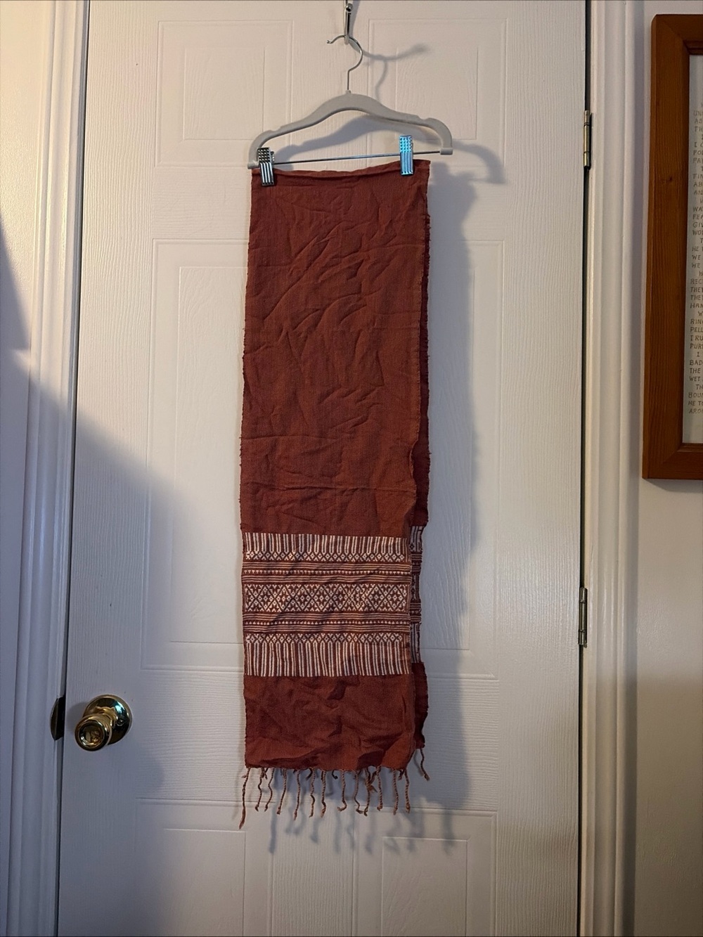 Mauve/white Rectangle Scarf Wrap with Fringe 64”